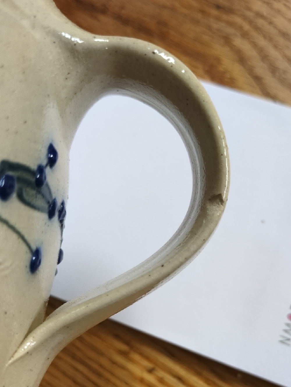 Salmon Falls Stoneware Pottery 2009 Blueberry Vine Handle Jug Canister Vase - Picture 10 of 12
